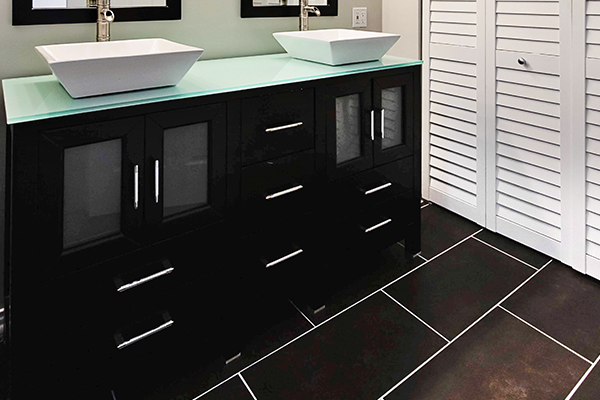 tile look in bathroom